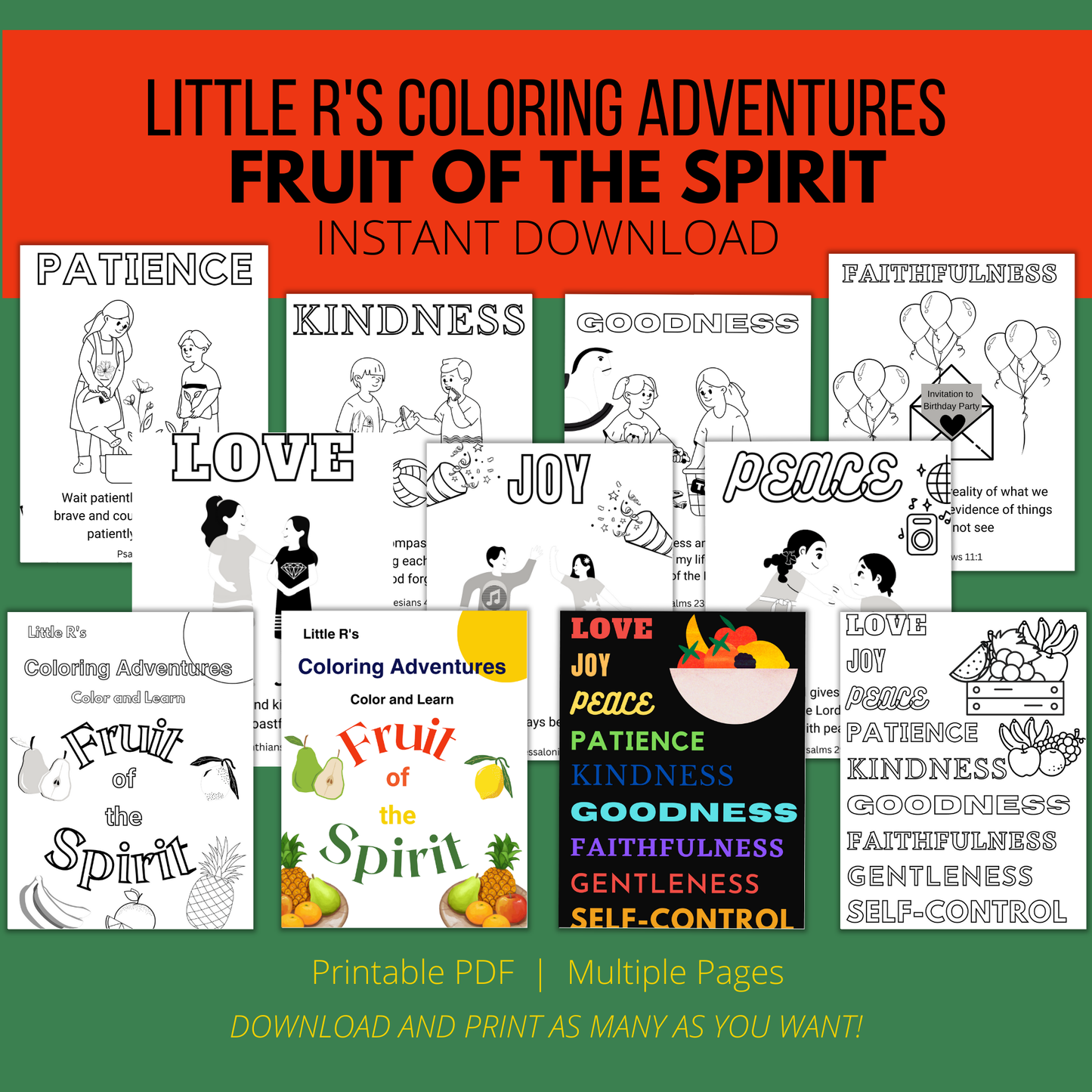 Fruit of the Spirit Coloring Printable Book