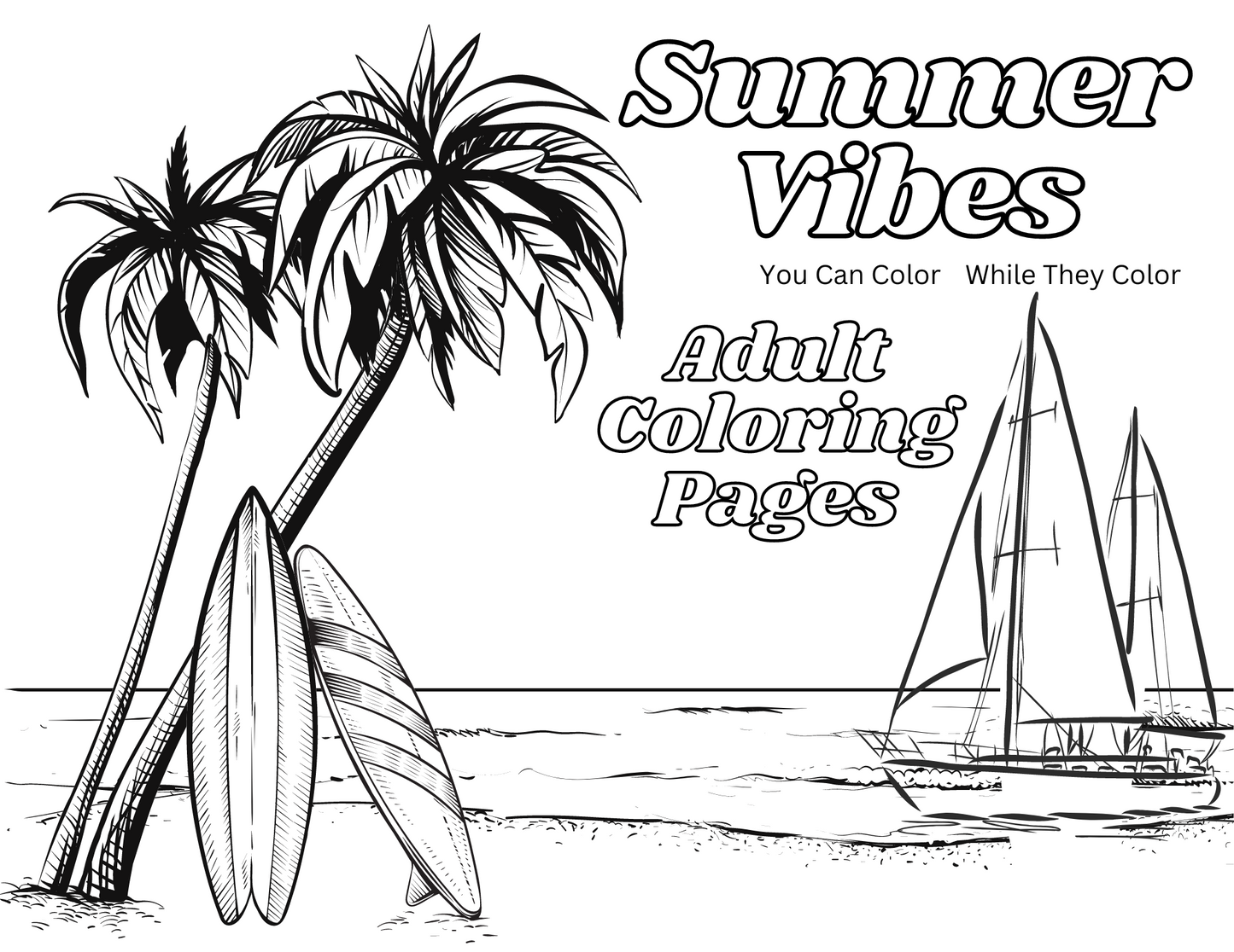 Summer Activity Coloring and Word Search Book Digital Download