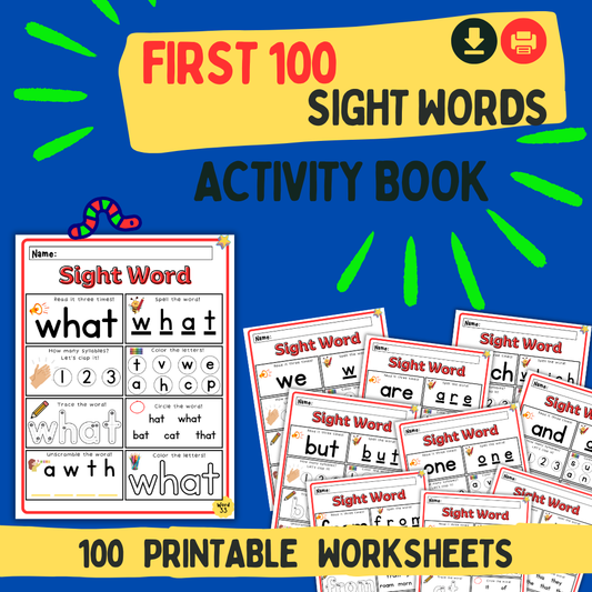 First 100 Sight Words Activity Printable Book