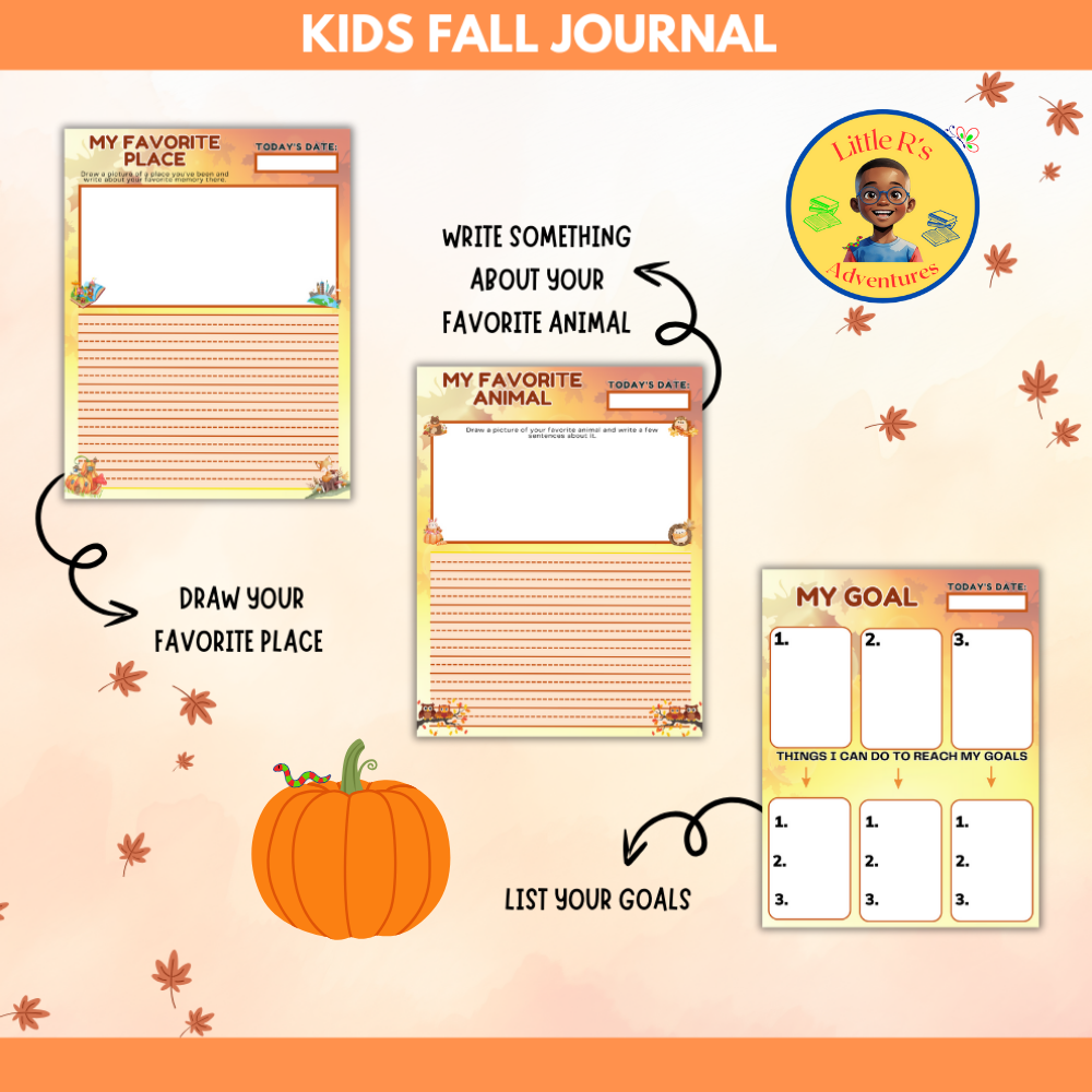 Kids Fall Printable Journal | Writing Prompts, Activities & Coloring