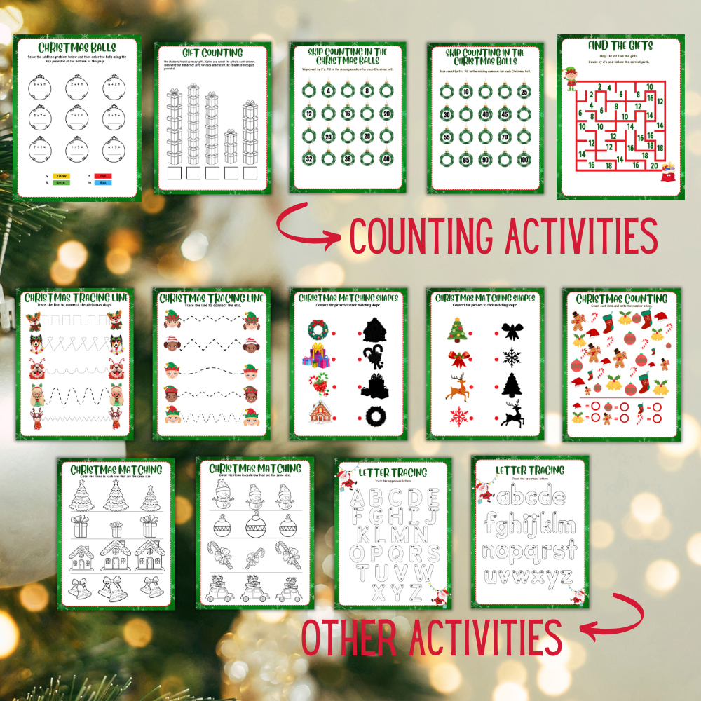 Christmas Coloring & Activity Printable Book | 100+ Pages of Fun