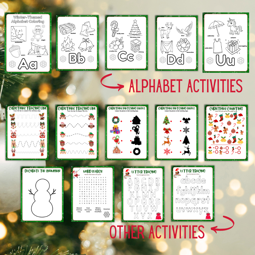 Christmas Coloring & Activity Printable Book | 100+ Pages of Fun
