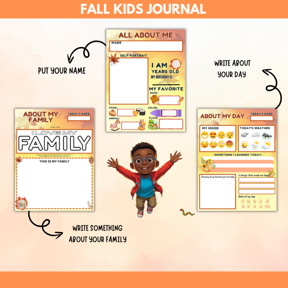 Kids Fall Printable Journal | Writing Prompts, Activities & Coloring