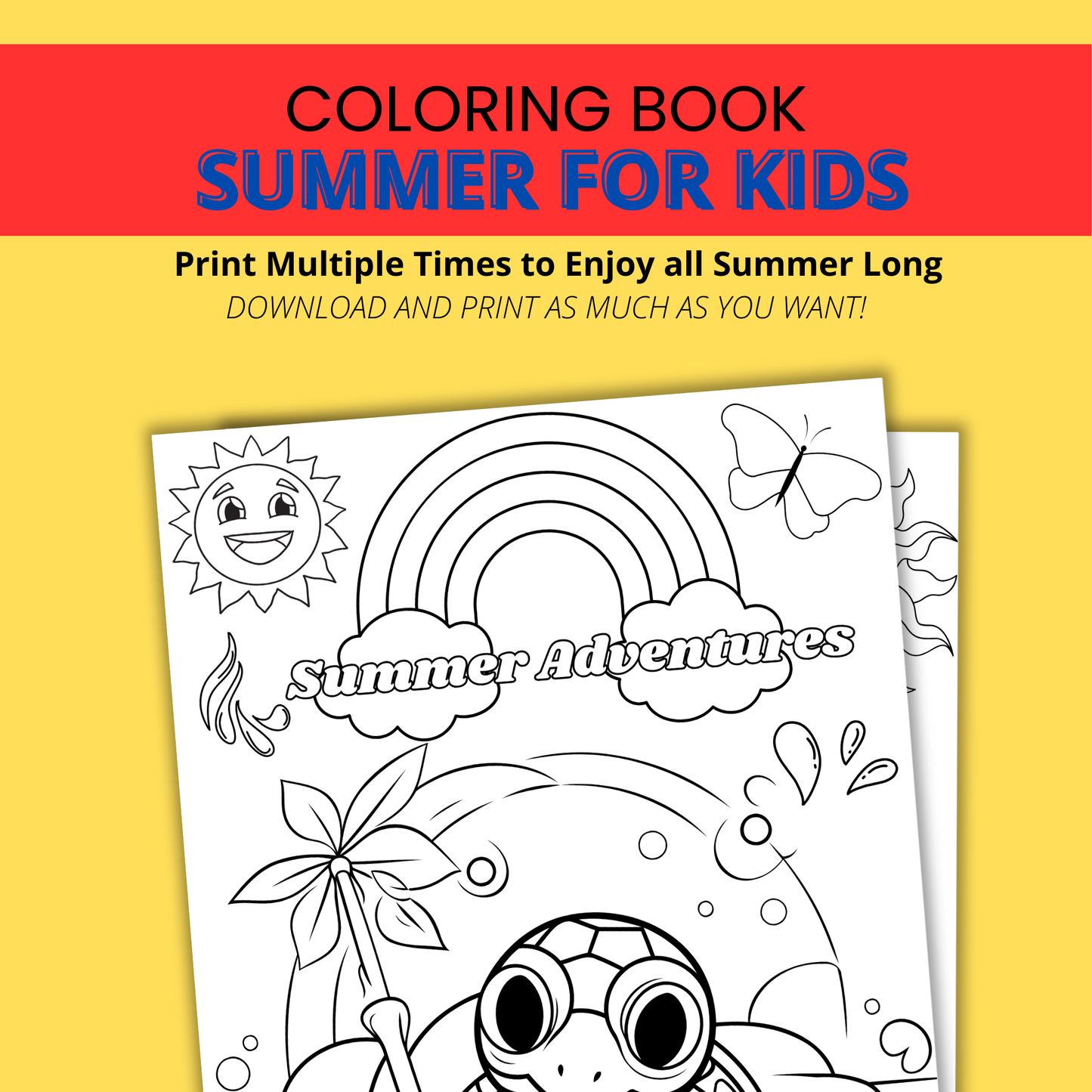 Summer Activity Coloring and Word Search Book Digital Download