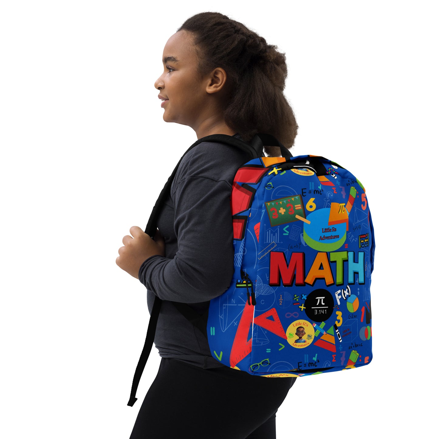 Spacious Blue Math Backpack - Durable, Fun, & Water-Resistant